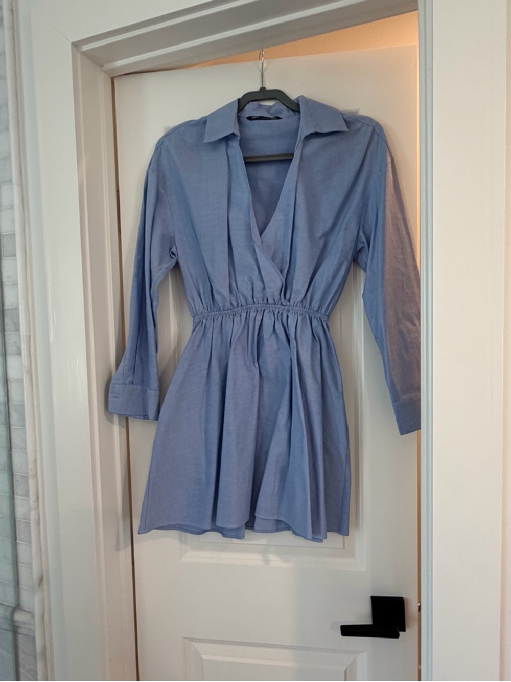 Zara Light Blue Button-Up Shirt Dress